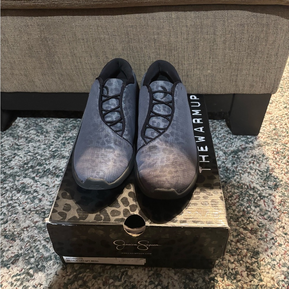 Gray Sneakers with Black Accents